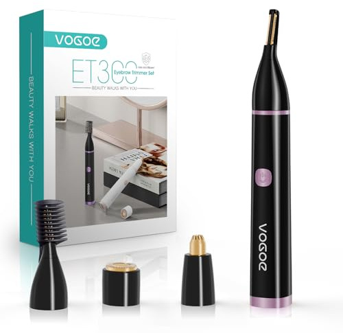 VOGOE Wiederaufladbar Augenbrauen trimmer, 3-in-1 Gesichtshaarentferner für Frauen & Elektrischer augenbrauenrasierer, wasserdicht & schmerzfrei für Augenbrauen Wangen Oberlippe Kinn (Schwarz)