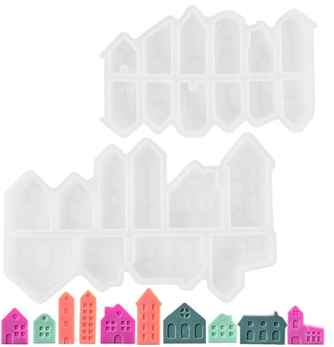 22 Pcs Small Silicone House Molds – 3D Casting Moulds Houses for Candle Making, Plaster Cement Craft Molds, Home Decor Ornaments, Easter Decoration