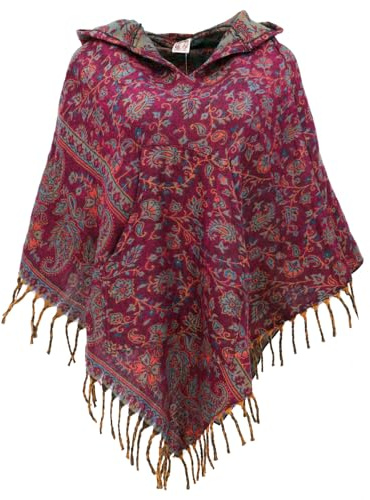 GURU SHOP Ethno, Hippie Poncho mit Langer Zipfelkapuze, Damen