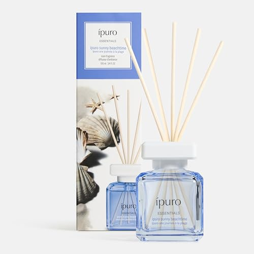 ipuro Essentials SUNNY BEACHTIME Raumduft mit Stäbchen 100 ml - Raumerfrischer mit Grapefruit, Zitrone & weißem Moschus Duft Aroma - Diffuser mit Stäbchen - Lufterfrischer für die Wohnung