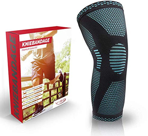 VIGO SPORTS® Kniebandage mit spezieller Mehrzonen Kompression I Anti Rutsch Knieschoner für sicheren Halt I Bandage Knie gibt Kraft und unterstützt die Bewegungsfreiheit I ideal für Frauen und Herren