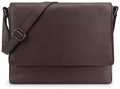LEABAGS Borsa a Tracolla in Pelle per Uomo e Donna | Borsello Messenger con Tracolla | Borsa per Laptop in Vera Pelle fino a 15 Pollici | Borsa da Lavoro, Trasporto e Mano | Tan