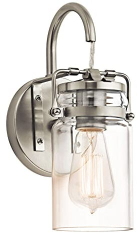 Licht-Erlebnisse Außergewöhnliche Wandleuchte ARCO in Nickel Glas Metall Industrie Lampe Vintage Look Flur Wohnzimmer
