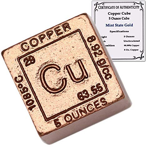 CoinFolio Briefbeschwerer, würfelförmig, 999 Pure Chemistry Element Design, mit Echtheitszertifikat