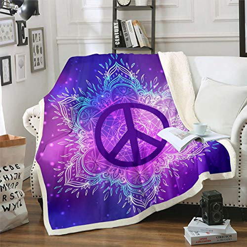 Feelyou Boho-Mandala-Decke, flauschig, Bohemian-Stil, Sherpa-Decke, 228,6 x