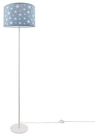 Paco Home Stehlampe Kinder Mädchen Junge Leselampe Kinderzimmer Lampe Stehend Stehleuchte Lampenschirm Stoff Rund E27 Sternenhimmel Babyzimmer