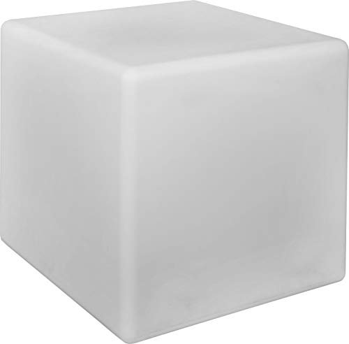 Licht-Erlebnisse XL Dekorative Wegeleuchte für Außen Würfel-Form 60x60cm weiß E27 bis 60W IP44 wetterfest für Garten Terrasse Weg Außenleuchte Außenlampe Weglampe