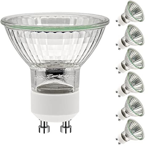 Simusi GU10 Halogen Leuchtmittel, Halogen Reflekto GU10 50W (6 Stück), Halogen Gu10 50 Watt Dimmbar, 2700K Warmweiß für Küche, Büro, Zuhause