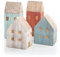Maisons Marines Bois, 4 pièces: Mini Port Rouges Bleues, Vert, Menthe & Blanc, déco mer, été, Plage, Salon, Salle de Bain, Style Bord, décoration intérieure Maritime, 9-13 cm