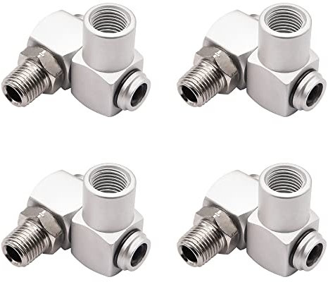 Ruibapa 4 Stück 0,6 cm NPT Luftwerkzeug 360 Grad Drehgelenk Tragbares Luftwerkzeug-Adapter, Druckluft Schlauchkupplung Rohrverbinder Pneumatik Steckverbinder P-020