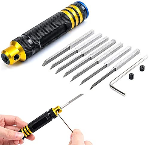 SDYGDB Model Chisel Wear Resistant Modeling Scriber Ergonomic Super Slim Hobby Cutting Tool with 0.1/0.2/0.4/0.6/0.8/1.0/2.0mm Blades for Carving Engraving Cutting