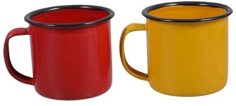 TOPBATHY 2stücke Robuste Emaille-tassen Mit Breitem Griff Vielseitige Trinkbecher Für Tee Kaffee Wasser Für Zuhause Büro Und Unterwegs Kreative Becher Im Retro Design