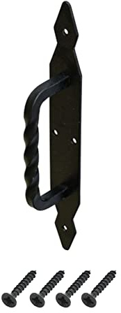 BRESKO Maniglia decorativa per porta, in ferro battuto, 290 mm, colore nero, con viti incluse