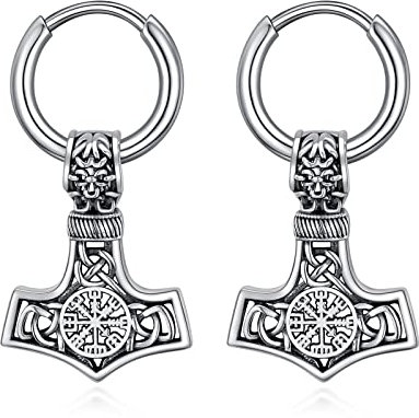 Wikinger Thors Hammer Ohrringe Sterling Silber Keltischer Knoten Mjölnir Nordischer Geburtstag Wikinger Schmuck Geschenk für Männer