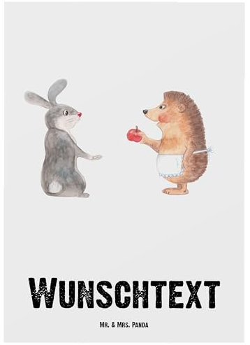 Mr. & Mrs. Panda Personalisierte Postkarte Hase Igel - Personalisierte Geschenke, Karte mit Wunschtext, Postkarte bedrucken, Igel und Hase,