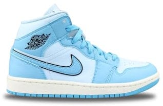 Jordan Wmns Air Jordan 1 Mid SE DO6699 200, Ice Blue/Dk Powder Blue-Nero, Taglia 38, Ice Blue Dk Blu Polvere Nero, 39 EU