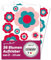 Retro-Blumen Aufkleber Set 36 Sticker ca. 2-13 cm Ø in Rosa-Blau-Rot - Dekoblumen für Autoaufkleber Fahrrad Koffer Helm Vintage Sticker Set - kfz745