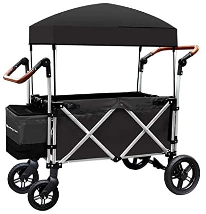 Trolley, Multifunktions-Klappwagen für den Garten, tragbarer Schwerlastwagen mit Baldachin, Multifunktions-Einkaufswagen für Outdoor-Camping, Strand, Handwagen mit 4 Rädern, Belastung: 100 kg (A)