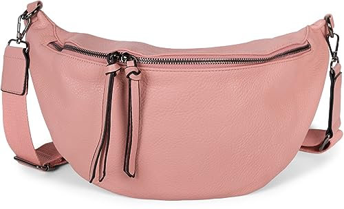 styleBREAKER Women's Half Moon Crossbody Shoulder Bag, detachable adjustable shoulder strap, solid color handbag 02012386, Colour:Old Rose