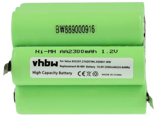 vhbw Batterie Remplacement pour 27AZ07BH, 3SD B01 WW, 833297 pour volet Roulant de fenêtre (2300mAh, 10,8V, NiMH)
