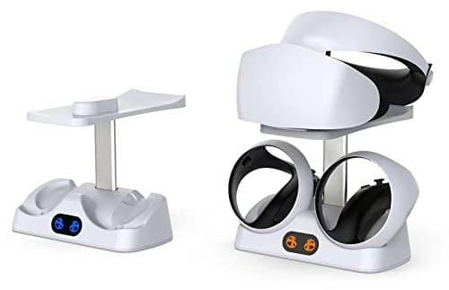 iFCOW Controller Ladestation für VR2, Controller Dural PS VR2 Ladegerät Ladeständer Powered by Type-C Kabel VR Brille Halterung Spielzubehör