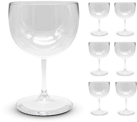 DOJA Barcelona | Copa Balón de Plástico | 68 cl | Pack 6 | Copas Reutilizables de Policarbonato Transparente | Para Vino, Gin Tonic, Cócteles y Coctelería