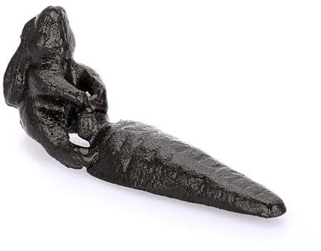 SUMTree Cast Iron Door Wedge Door Stop, Decorative Door Stoppers Wedge, Rabbit Carrot, 13 * 3.5 * 5.5cm, Dark Brown