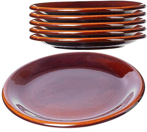 KADAX Lot de 6 assiettes plates, en argile avec couche en céramique, passent au lave-vaisselle, plates, assiettes de service pour petit-déjeuner, gâteaux, desserts