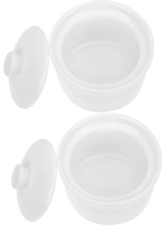 HOMSFOU 2st Eintopf Dampftasse Aus Porzellan Französische Zwiebelschale Dampfsuppenschüssel Suppentassen Aus Porzellan Suppentopf Mit Deckel Dampfschale Miso Sirup Eisbecher Weiß Keramik