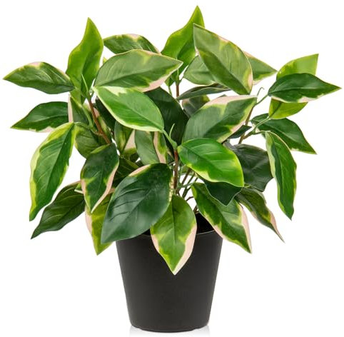 Oairse Plantes artificielles d'intérieur avec pots noirs de 30 cm - Plantes artificielles décoratives réalistes - Pothos N' Joy pour la maison, la salle de bain, le salon, la cuisine, le bureau, les