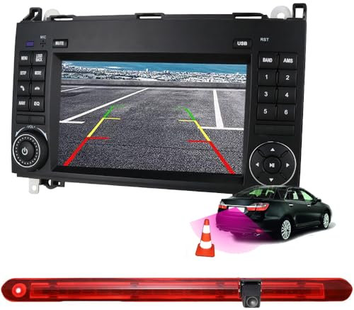 Android Autoradio Mit GPS Navi 7 Zoll Bildschirm Touch Display + HD Bremsleuchte Rückfahrkamera Ersatz für Mercedes Benz Vito W447 Kasten Tourer V260 Mixto 3 Brake Light Brake Lamp ab 2014
