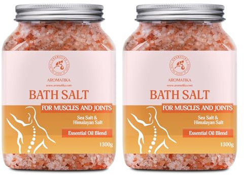 Gelenke & Muskeln Badesalz Set 2х1300g - mit Ätherischen Ölen Lavendel & Salbei & Rosmarin - Natürliches Badesalz mit Himalaya-Rosa Salz - Aromatherapie Badewanne - Körperpflege - Entspannung