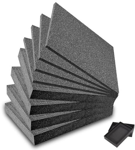 8 piezas de espuma cúbica de espuma de rejilla: 4 piezas 300 x 300 x 25 mm y 4 piezas 300 x 300 x 10 mm, maletín de herramientas, funda para cámara, funda de espuma, inserto de herramienta de espuma,