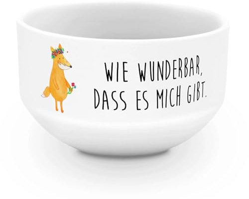 Mr. & Mrs. Panda Müslischale Fuchs Blumen - Geschenk, Fuchsmädchen, Freude, Müslischale lustig, Snackschale, Selbstliebe, Blumenkranz, Blumenliebe,