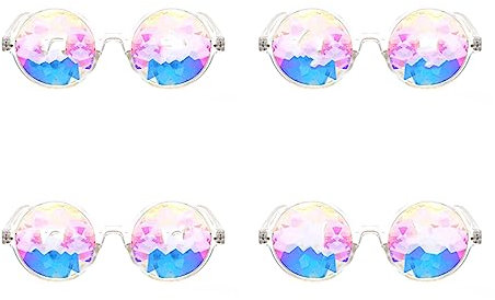 Yangyou 4X Kaleidoskop Rave Festival Sonnenbrille Beugte Linse-Transparent