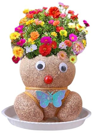 Grow Your Own Kits | Grass Head Hair Grow Toy | Grow Your Own Hairy | Grass Head Plant Growing in Bonsai Pots | Fresh Grass Plant for Home and Garden Decoration (Random Color)