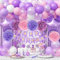 Jobkoo Pastel Pink Lilac White Balloon Arch Garland, Pale Purple Pink Happy Birthday Banner Foil Curtain Pompoms Hanging Swirl for Women Girls Party Decor
