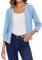 MINTLIMIT Ladies Cardigan Sweaters with Buttons V Neck Ladies Jumpers 3/4 Sleeve Casual Knitted (Sky Blue XL)