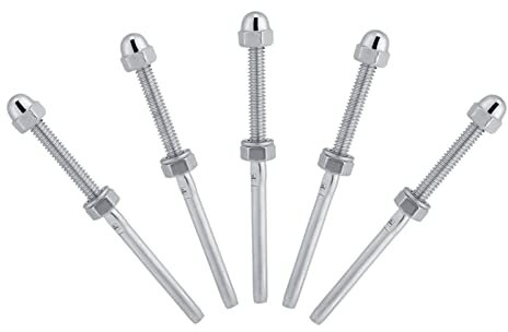 Tendeur de Câble fileté en Acier Inoxydable 10 Pièces, Extrémités de Goujon de Tendeur de Tendeur de Câble en Acier Inoxydable pour Système de Garde-corps de Câble de 1/8