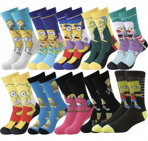 Lot de 5 paires de chaussettes Simpsons dans une boîte – UK Adulte Taille 37-42 / Cadeau pour mari/petit ami/fils, multicolore, 4-9