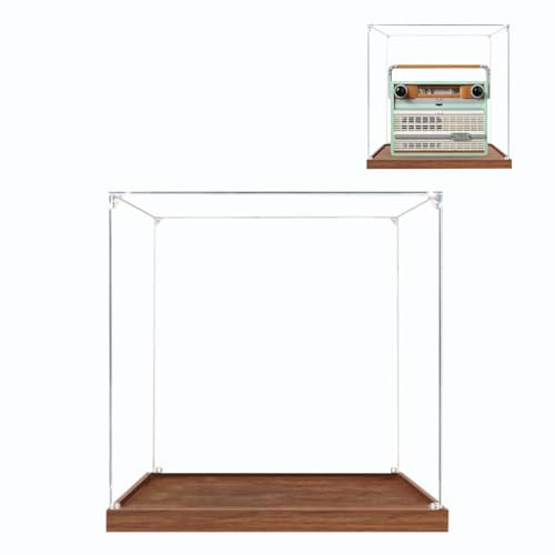 Figures Display Box for LEGO 10334 for Retro Ra-di-o Acrylic Dustproof Transparent Custom Display Case (No Model) (wood+2mm)