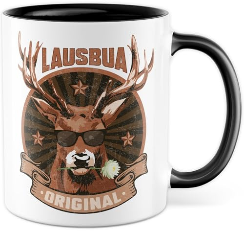 Tasse Bayrisch Geschenk - Lausbua - Original, Kaffeetasse Dialekt Bayern Spruch Humor boarisch, Geschenkidee Geschenke für Männer bayerisch Haferl Bayer Jungs Kaffee-Becher