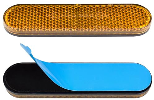 Cretassion 2 Stück Gelb Motorrad Fahrrad Reflektor E4-Geprüft, Rechteckiger Reflektor Rückstrahler Katzenauge hinten Selbstklebend Rückstrahler