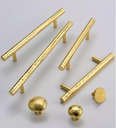 HAOJIazx 3,78 Hammer Messing Schrankgriffe Knauf Griff Schreibtisch Schubladengriffe Gold Moderne Knöpfe Möbelbeschläge (Nr. 39)(2.5 hole centers)