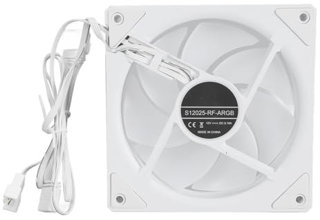 120mm ARGB Computer Case Fan, 800 to 2000RPM PC PWM Case Fan with Absorbing Rubber Pads, 4pin Motherboard Sync PC Cooling Fan (Reverse Leaf White)