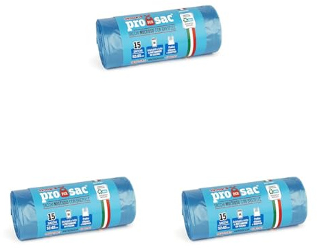 Virosac Rotolo 15 Sacchi Profumati al Talco, Nylon, Azzurro, 52x0.1x65 cm (Confezione da 3)