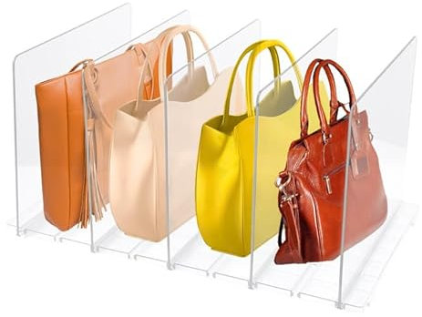 5 Stück Transparente Acryl Regaltrenner, Multifunktionaler Regalteiler, Shelf Divider Verstellbare, 20 x 24 cm Handtaschen Schrank Trenner, Kleiderschrank Trenner für Schlafzimmer, Büro, Bücherregale