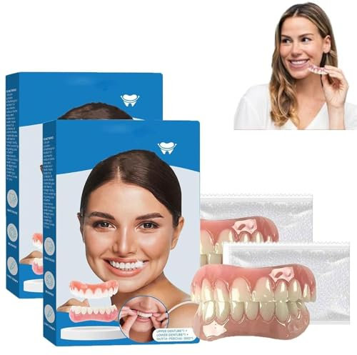 Silikon-Unterfütterungsprothesenset,Soft Denture Kit, Veneers Snap In Teeth Teeth Comfort Fit,Silikon-Unterfütterungsset, Soft Denture Reline Kit für Männer und Frauen (2pcs)