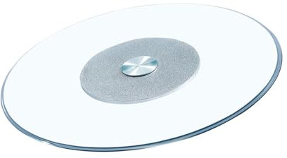 Lazy Susan-Drehteller aus gehärtetem Glas, drehbare Displayplatte, rundes drehbares Serviertablett auf der Tischplatte für den Esstisch, leise/reibungslos/nicht leicht zu entleeren, Lager aus Aluminiu