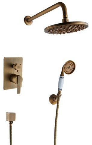 BiaoTeng Duschamaturenset Regendusche Unterputz Wandmontage 2 Funktionen Heiß und Kalt Dusch Armaturen Set Unterputz Duschgarnitur Set Antik